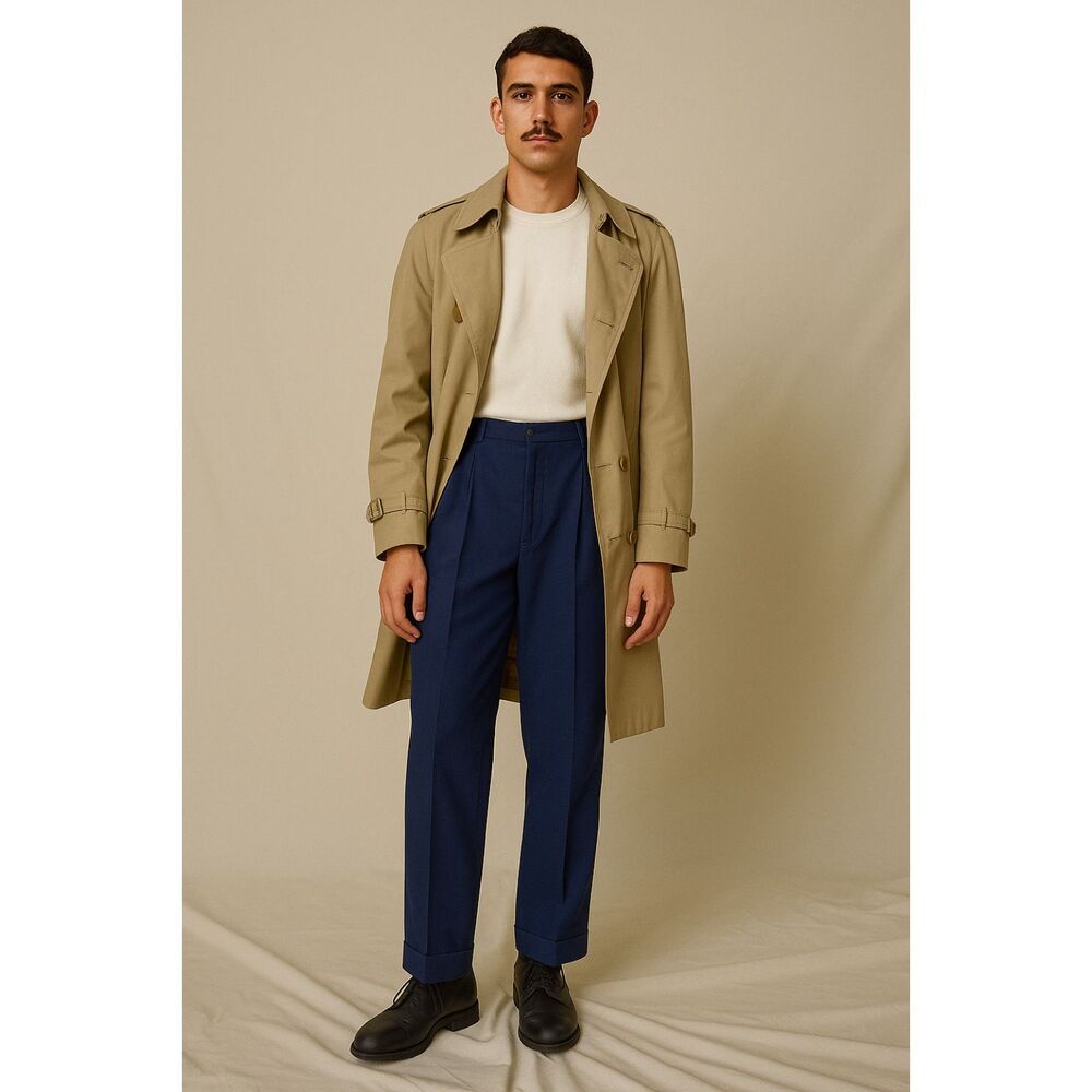 Vintage Burberry's Blue Straight Leg Pleated Pants Trousers  Mens Size 32